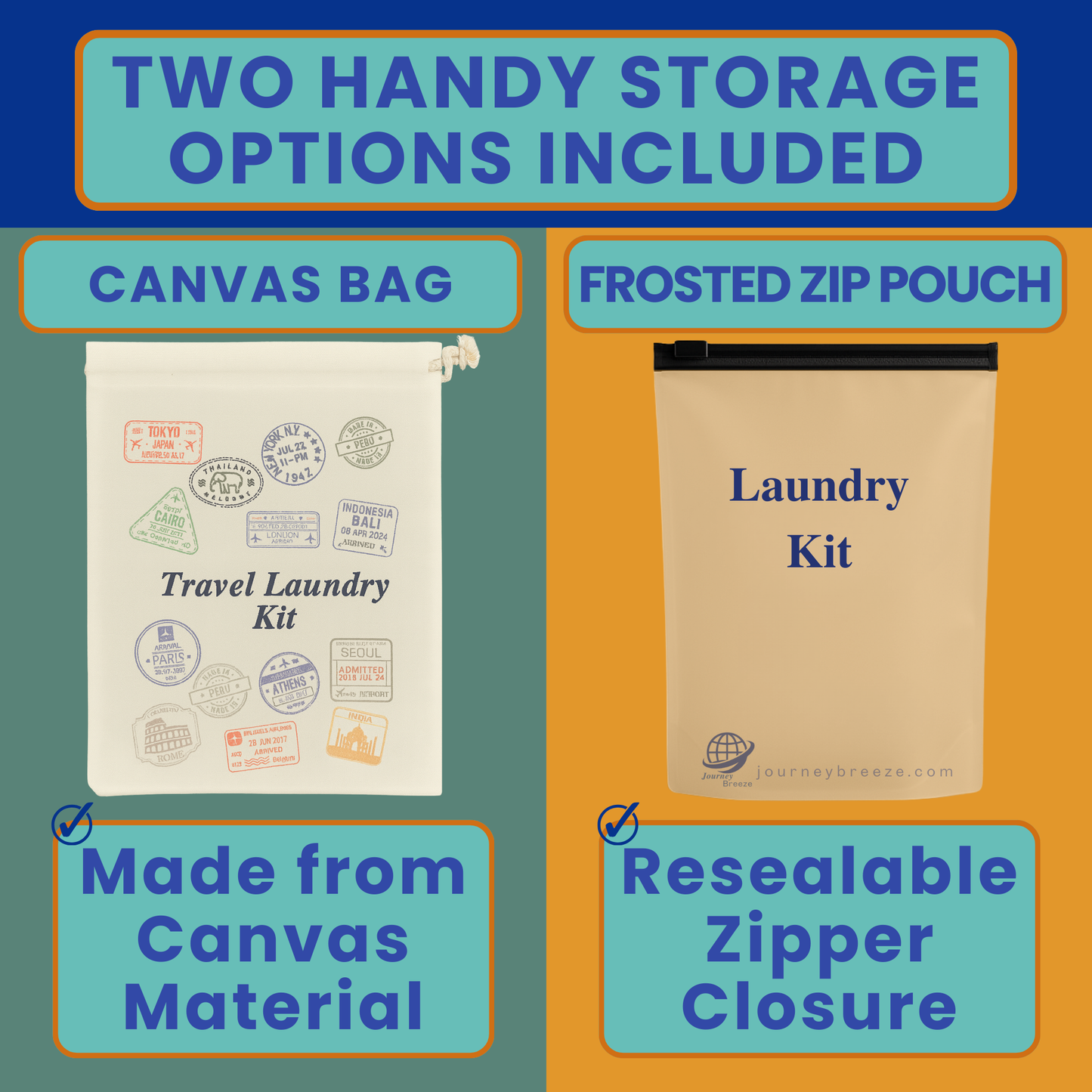 Travel Laundry Gift Set – Hand and Machine Wash Detergent Sheets, Sink Stopper, Clothesline & Storage | Journey Breeze