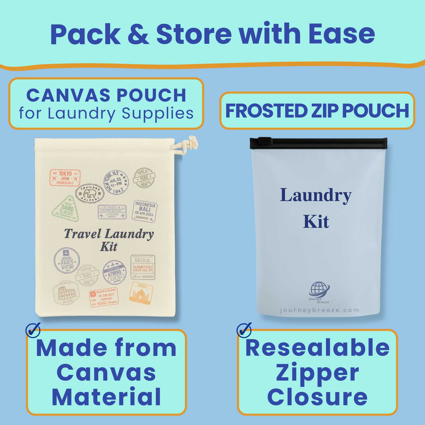 Travel Laundry Detergent Sheets Set with Sink Stopper – Hand & Machine Wash | Journey Breeze