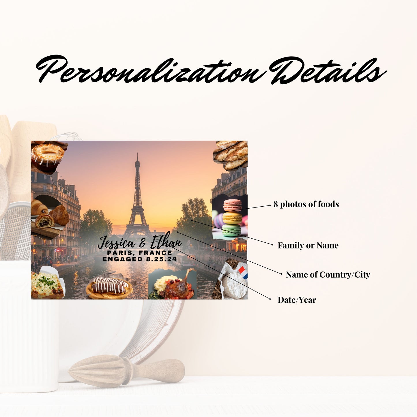 Personalized Paris Cutting Board – French Food & Travel Edition