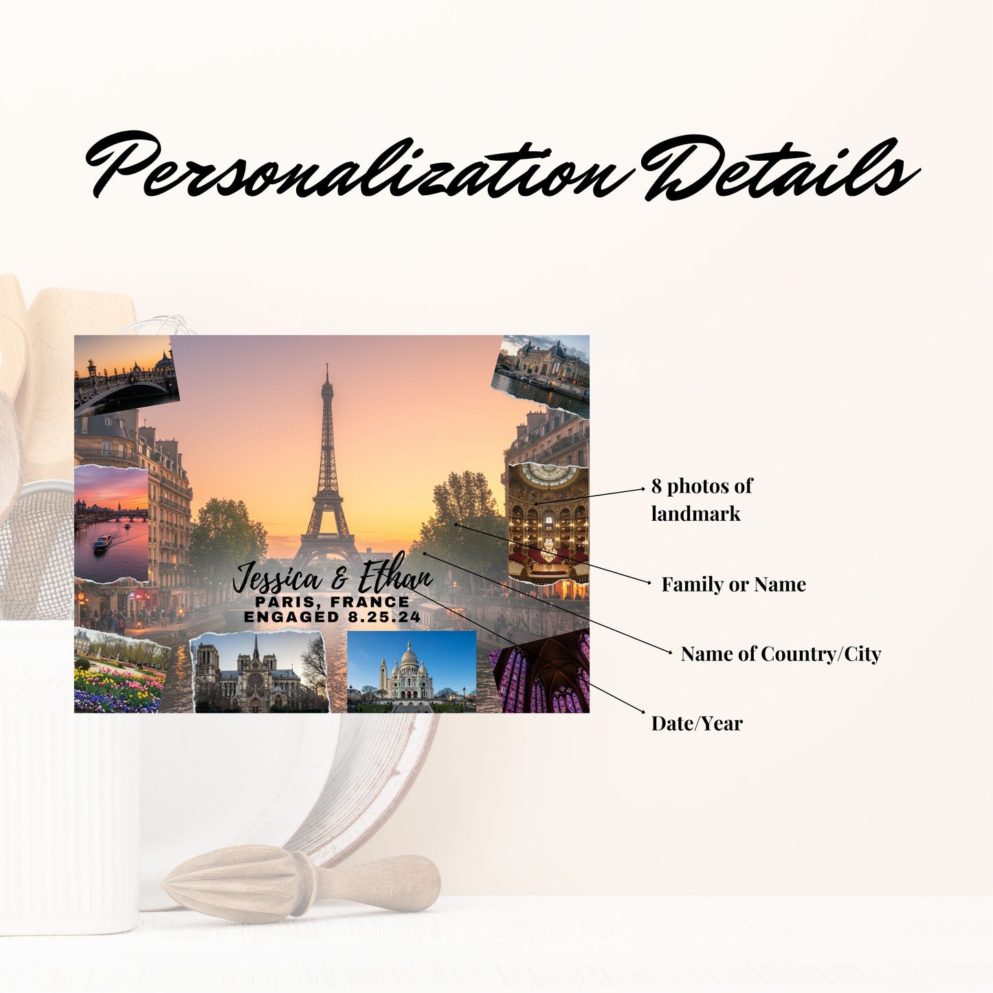 Paris France, Tempered Glass Cutting Board, Food Cutting Board, Housewarming Gift, Travel Destination