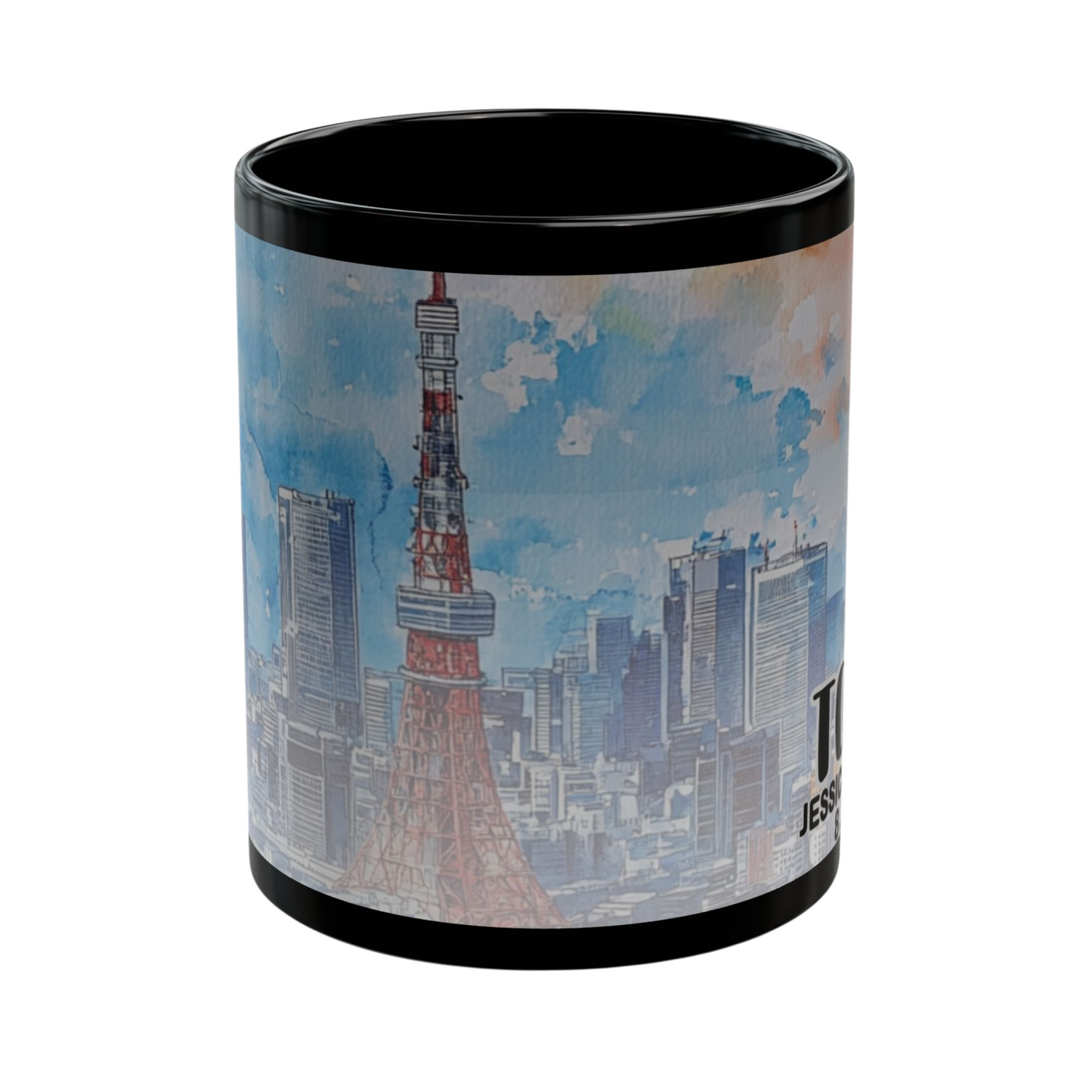 Tokyo Travel Mug, Custom Black Mug, Custom Design Black Mug, Custom Text Photo Black Mug 11oz or 15oz