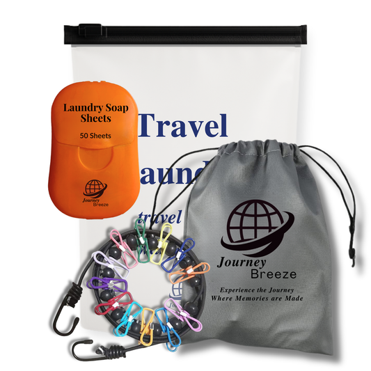Travel Laundry Kit – Hand Wash Detergent Sheets & Portable Clothesline | Journey Breeze