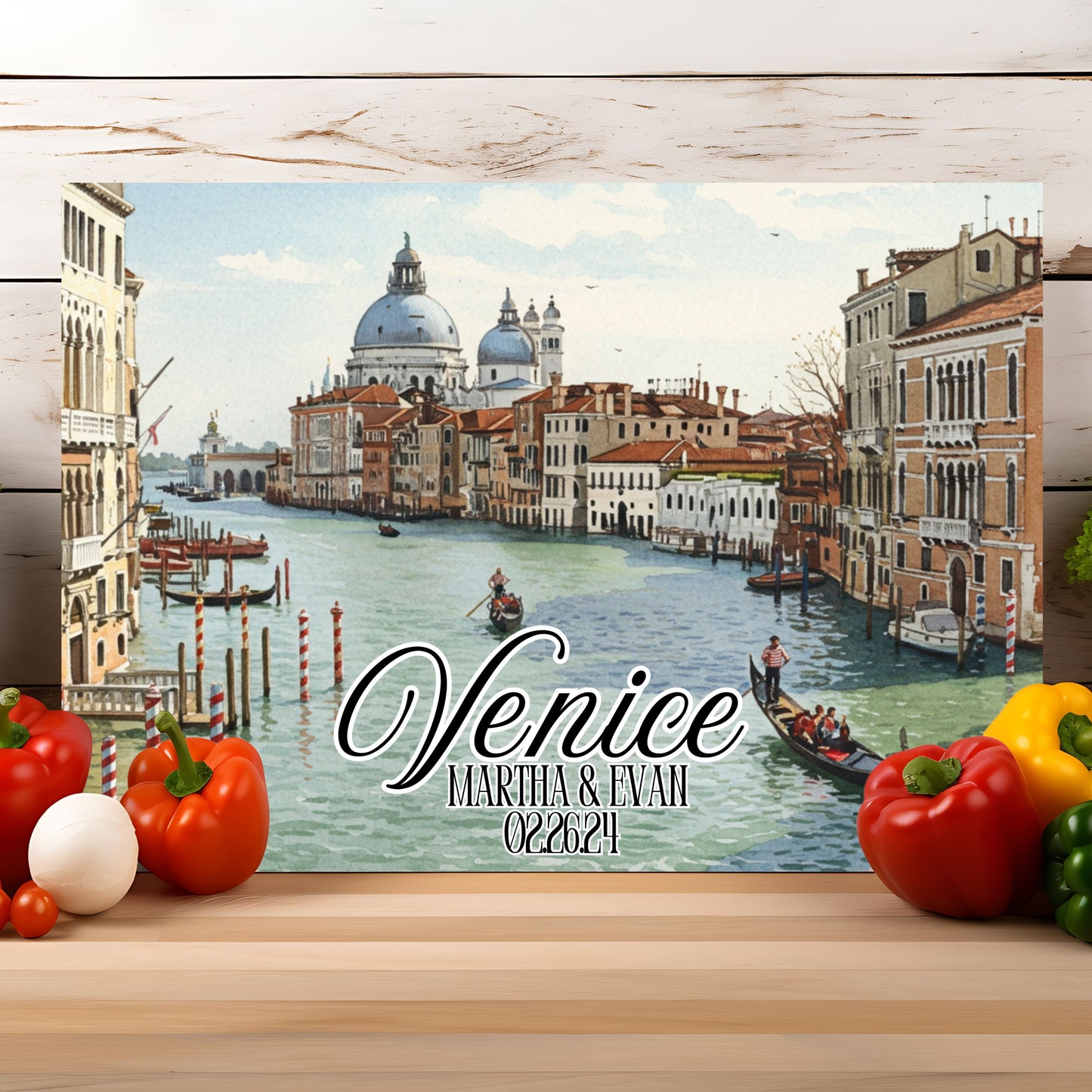 Personalized Venice Watercolor Cutting Board