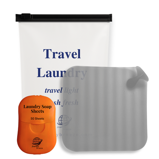 Travel Laundry Detergent Sheets for Hand Washing with Sink Stopper – TSA-Friendly Travel Laundry Kit | Journey Breeze