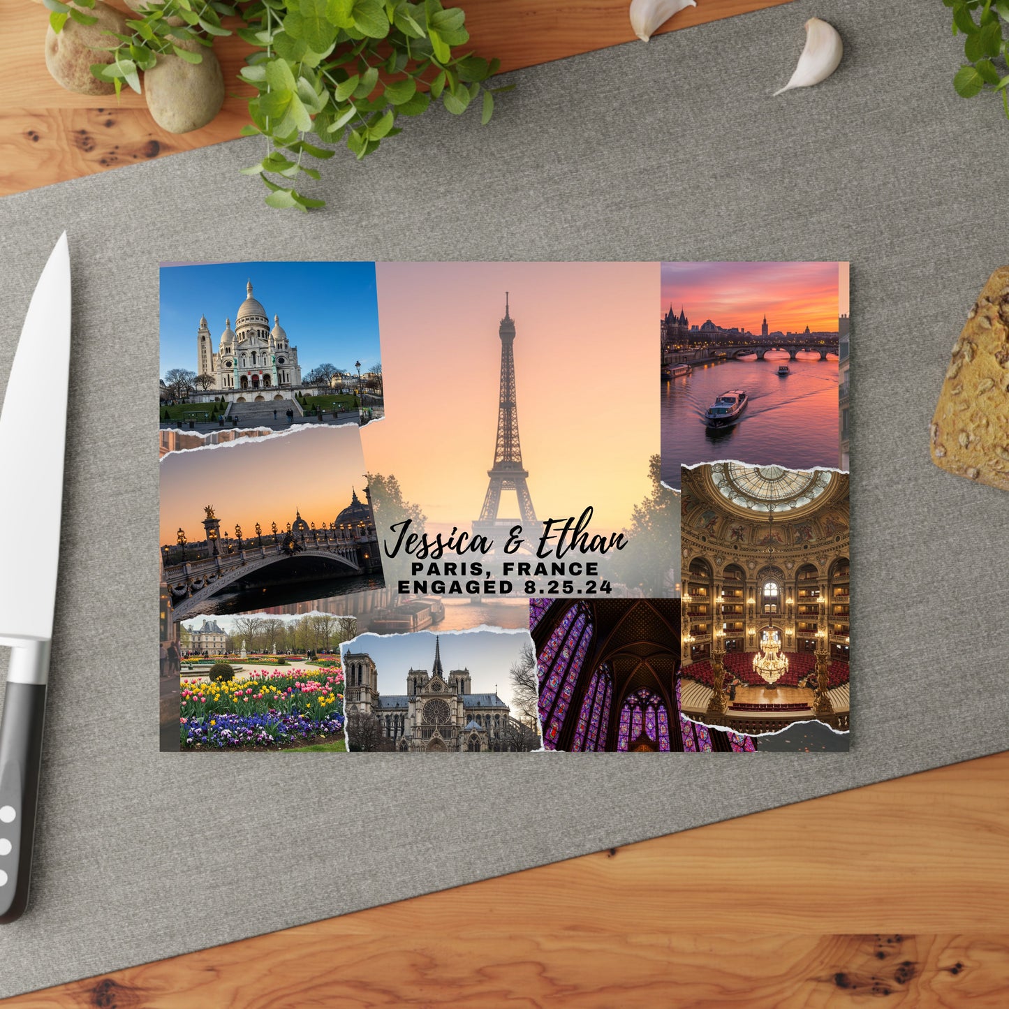 Paris France, Tempered Glass Cutting Board, Food Cutting Board, Housewarming Gift, Travel Destination