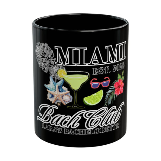 Miami Bachelorette, Custom Black Mug, Custom Design Black Mug, Custom Text Photo Black Mug 11oz or 15oz