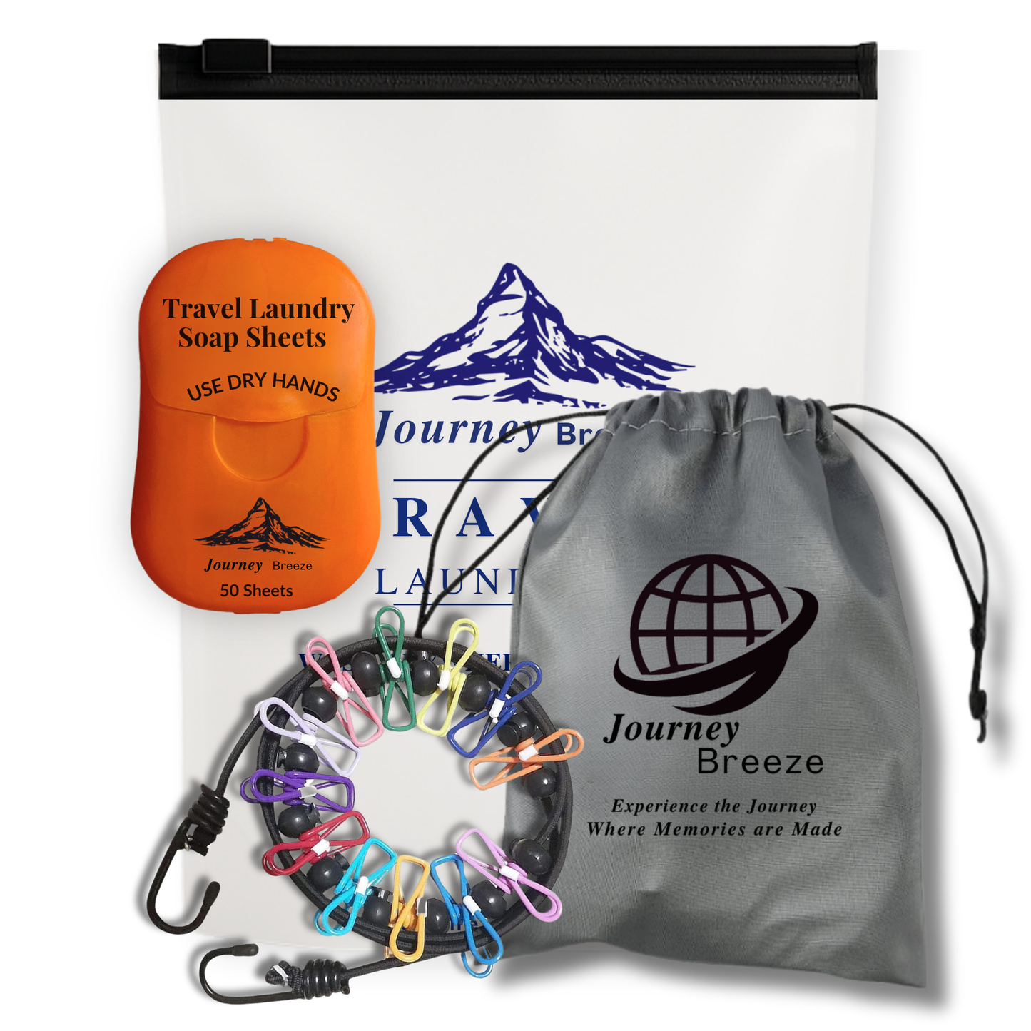 Travel Laundry Kit – Hand Wash Detergent Sheets & Portable Clothesline | Journey Breeze