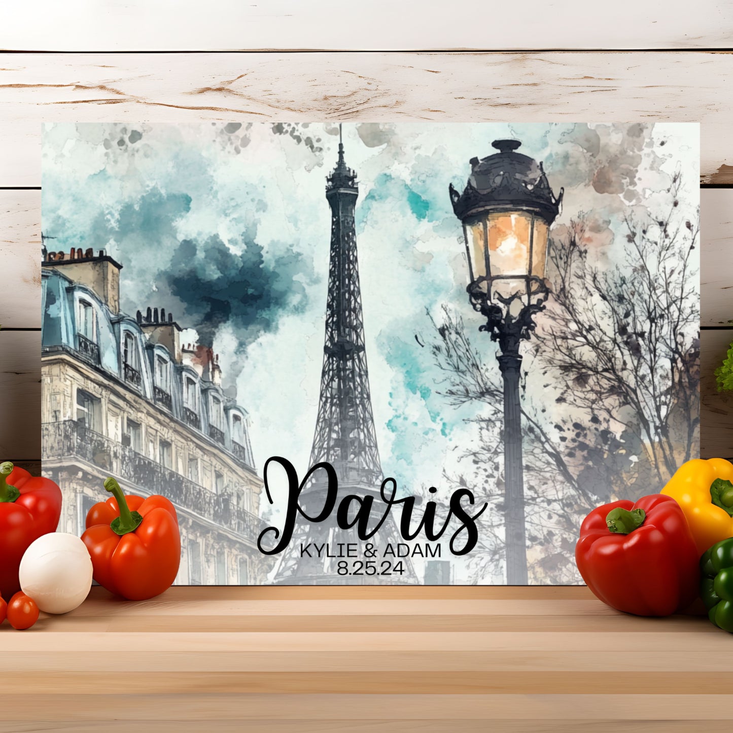 Paris France Personalized Tempered Glass Cutting Board, Food Cutting Board, Housewarming Travel Gift