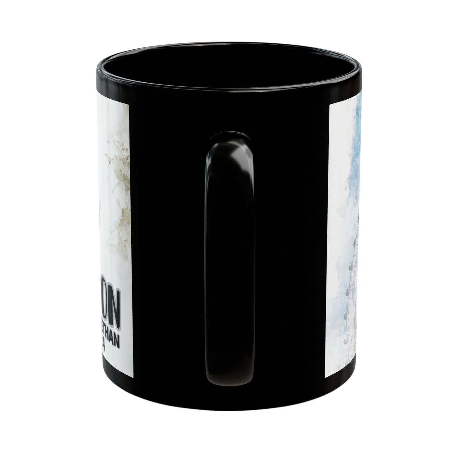 London Travel Mug, Custom Black Mug, Custom Design Black Mug, Custom Text Photo Black Mug 11oz or 15oz