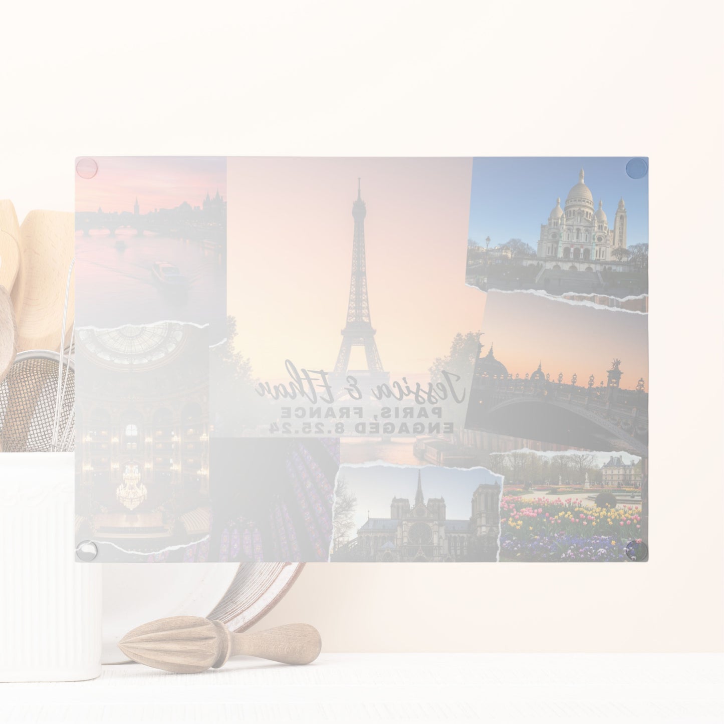 Paris France, Tempered Glass Cutting Board, Food Cutting Board, Housewarming Gift, Travel Destination