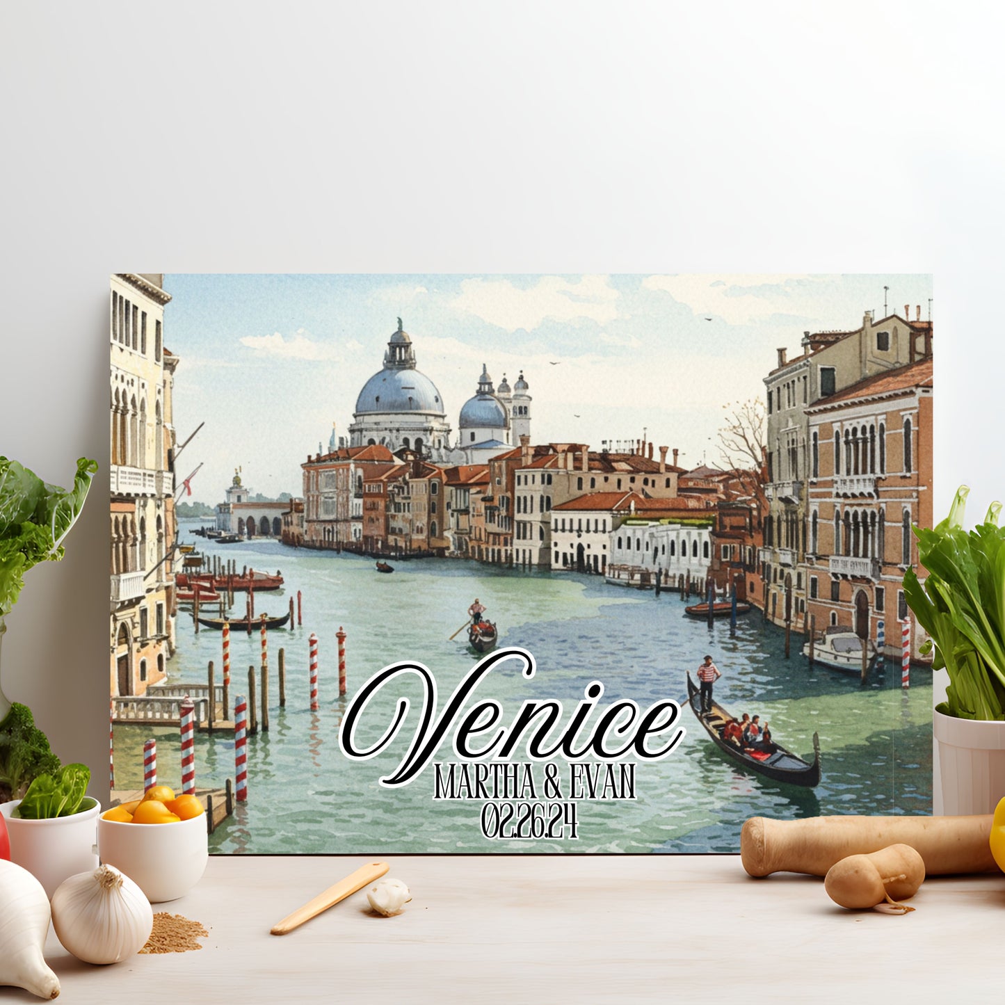 Personalized Venice Watercolor Cutting Board