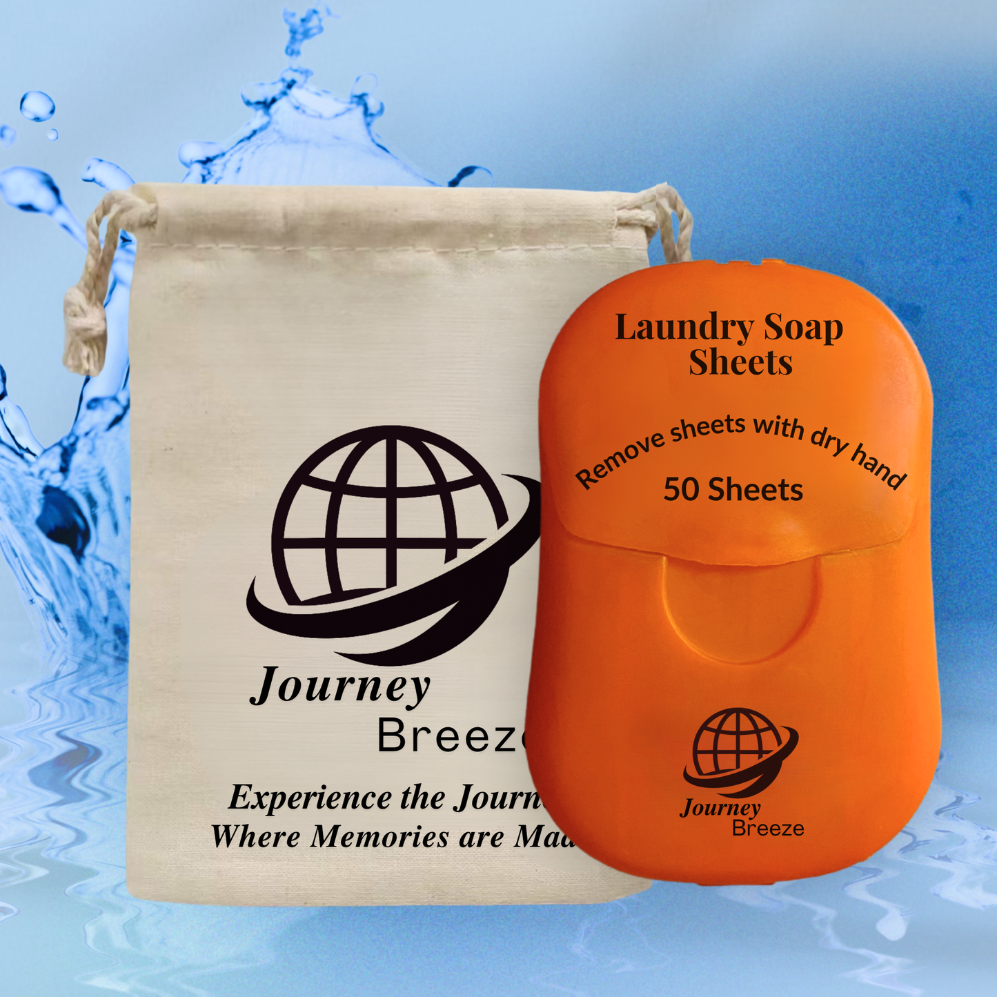 Travel Laundry Detergent Sheets - Works for Hand Washing in Sinks, Lightweight and Compact for Cruises, Camping, Backpacking, 50 Count Fresh Linen Scent, Includes Canvas Storage bag