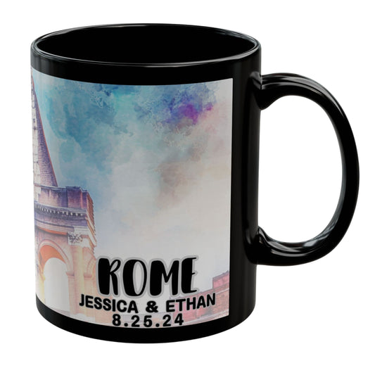 Rome Travel Mug, Custom Black Mug, Custom Design Black Mug, Custom Text Photo Black Mug 11oz or 15oz