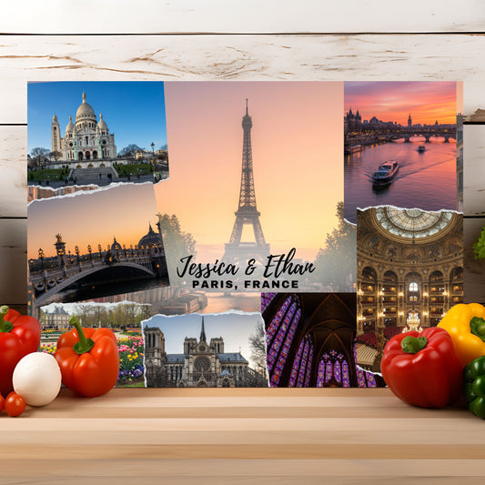 Paris France, Tempered Glass Cutting Board, Food Cutting Board, Housewarming Gift, Travel Destination
