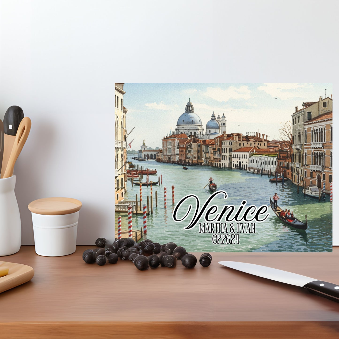 Personalized Venice Watercolor Cutting Board