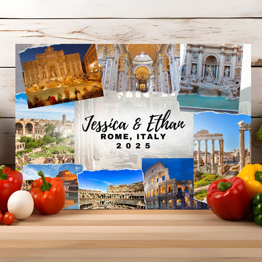 Rome Italy Personalized Glass Cutting Board, Tempered Glass Cutting Board, Food Cutting Board, Housewarming Gift, Travel Destination