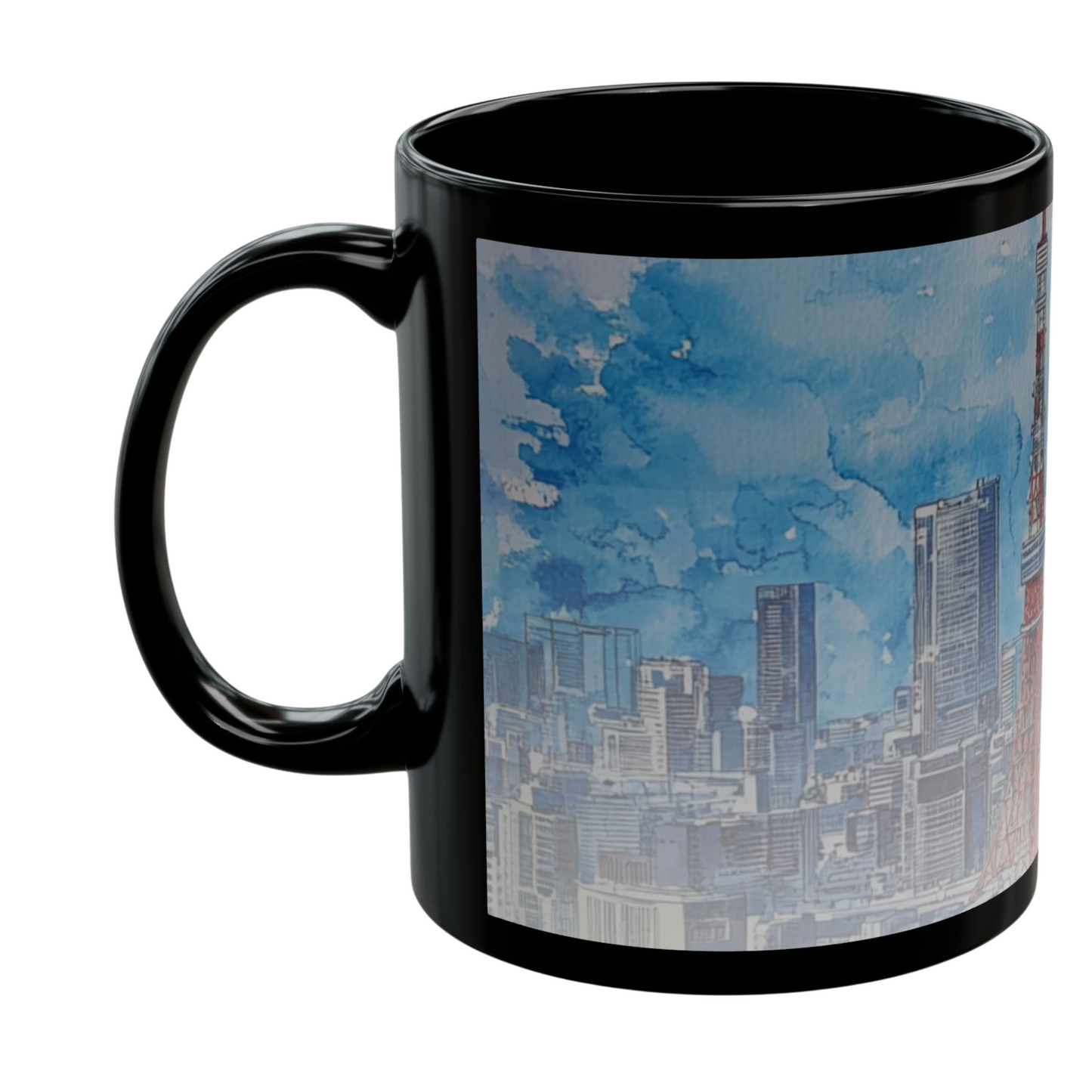 Tokyo Travel Mug, Custom Black Mug, Custom Design Black Mug, Custom Text Photo Black Mug 11oz or 15oz