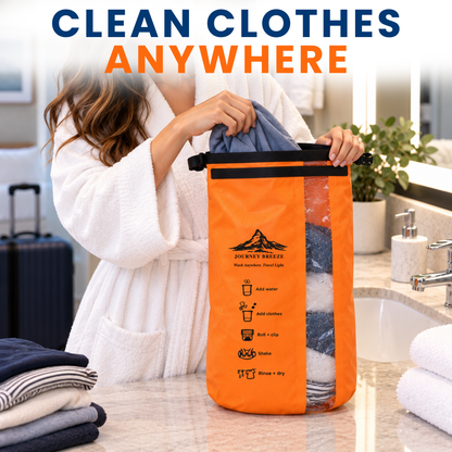 Portable Travel Laundry Kit – Wash Bag, 50 Laundry Detergent Sheets & Travel Clothesline