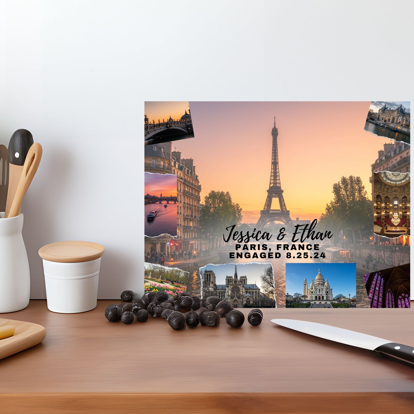 Paris France, Tempered Glass Cutting Board, Food Cutting Board, Housewarming Gift, Travel Destination