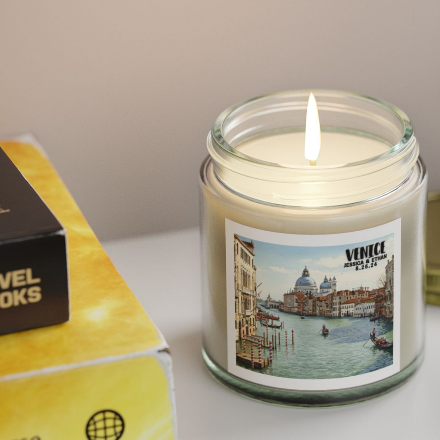 Venice, Italy Candle Personalized, Coconut Apricot Wax Candle, Memories of Travel Collection, Traveler Gift Family Vacation Keepsake