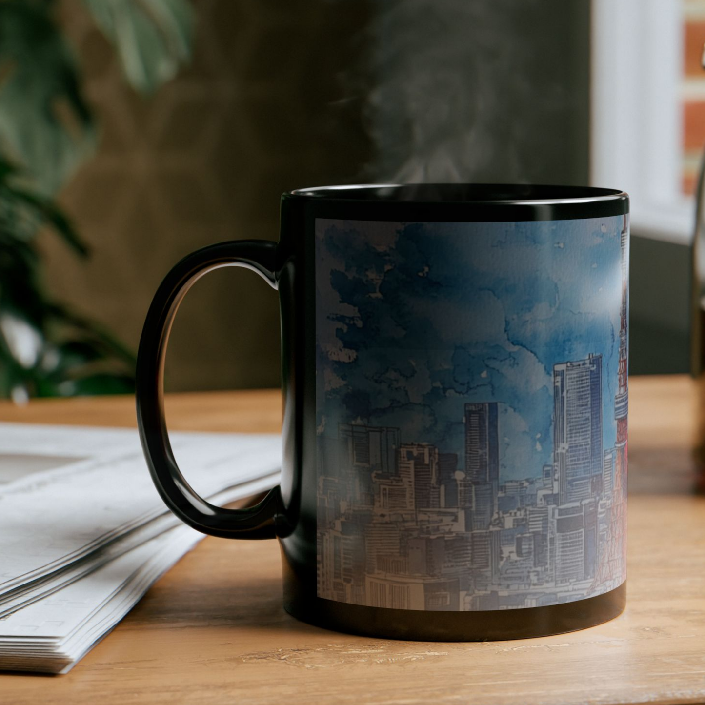 Tokyo Travel Mug, Custom Black Mug, Custom Design Black Mug, Custom Text Photo Black Mug 11oz or 15oz