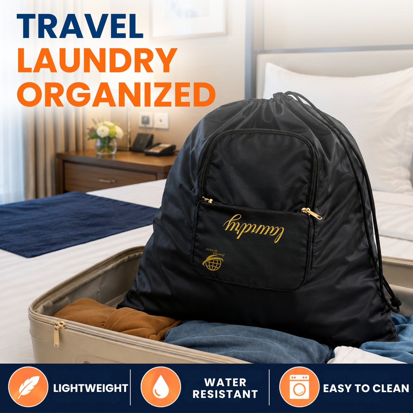 Travel Laundry Set –  Hand-Wash Detergent Sheets & Foldable Laundry Bag | Journey Breeze