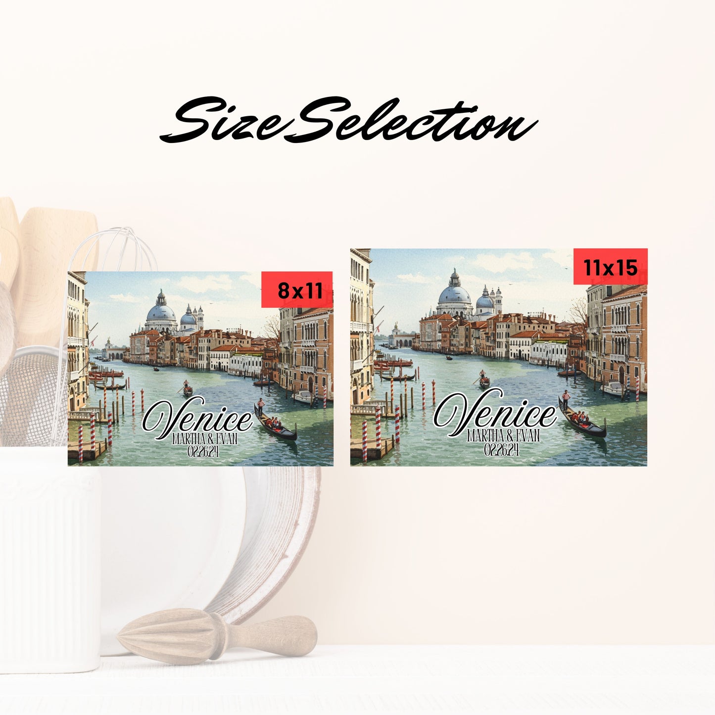 Personalized Venice Watercolor Cutting Board