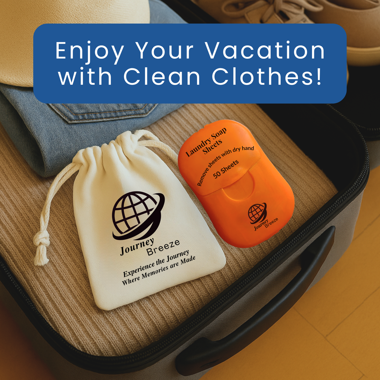 Travel Laundry Detergent Sheets - Works for Hand Washing in Sinks, Lightweight and Compact for Cruises, Camping, Backpacking, 50 Count Fresh Linen Scent, Includes Canvas Storage bag