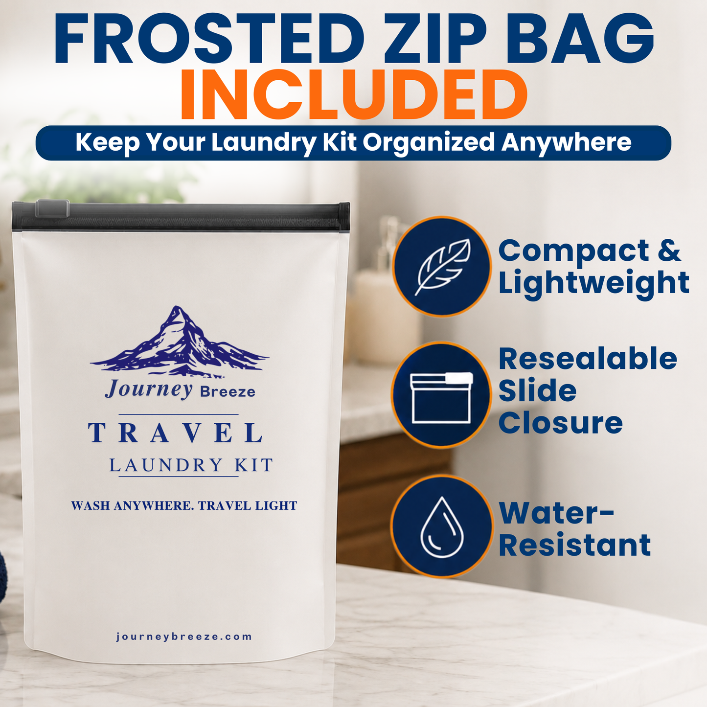 Travel Laundry Kit – Hand Wash Detergent Sheets & Portable Clothesline | Journey Breeze