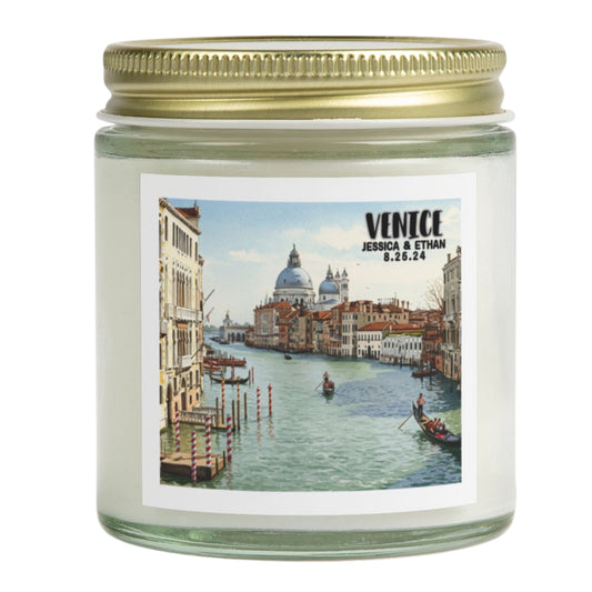 Venice, Italy Candle Personalized, Coconut Apricot Wax Candle, Memories of Travel Collection, Traveler Gift Family Vacation Keepsake
