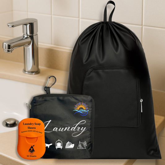 Foldable Laundry Bag with Laundry Detergent Sheets - Pocket Size (50 Sheets)