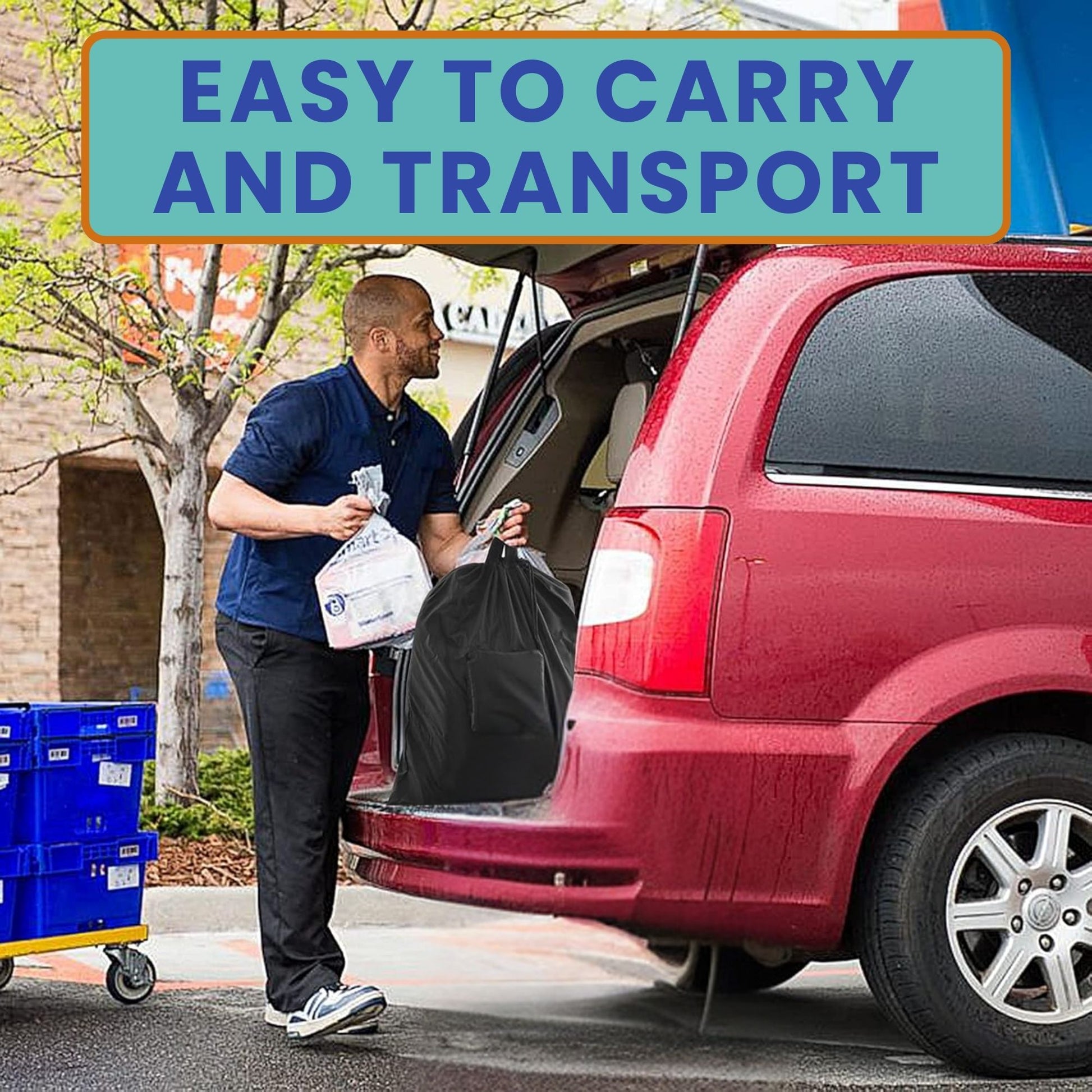 Easy to carry travel laundry bag for transporting clothes on trips
