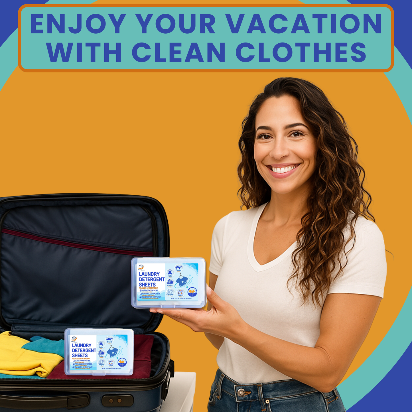 Travel Laundry Detergent Sheets Kit – Hand & Machine Wash with Clothesline & Zip Pouch | Journey Breeze