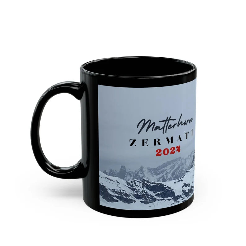 Matterhorn Winter Travel Mug, Custom Black Mug, Custom Design Black Mug, Custom Text Photo Black Mug 11oz or 15oz