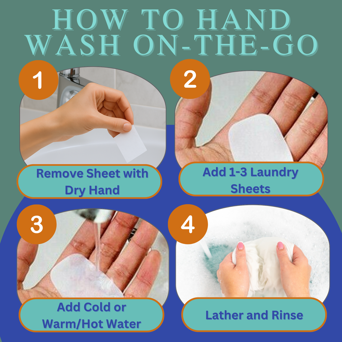 How to hand wash clothes on the go using laundry detergent sheets, step-by-step