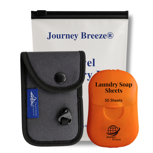 Travel Laundry Kit – Hand Wash Detergent Sheets with Portable Clothesline & Zip Pouch | Journey Breeze