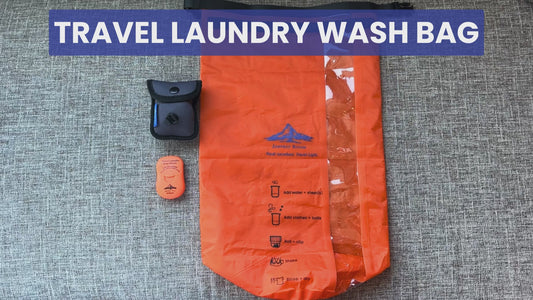 Portable Travel Laundry Kit – Wash Bag, 50 Laundry Detergent Sheets & Travel Clothesline